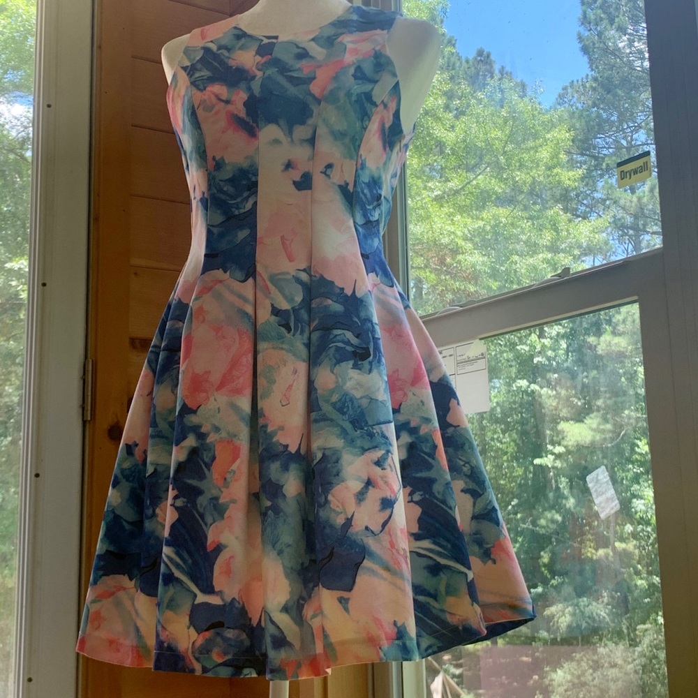 L”atiste by Amy neon pink & blue A-line dress